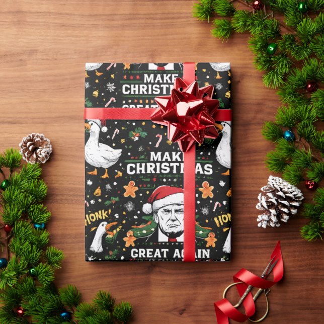 Papier Cadeau Drôle de Faisan Make Christmas Great Again Mème  (Cadeau de vacances)
