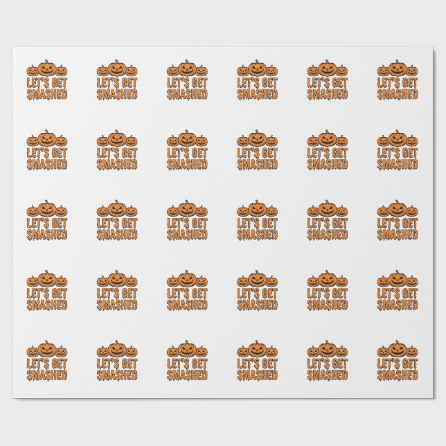Papier Cadeau Drôle de Halloween Citrouille Éclatée (Plat)
