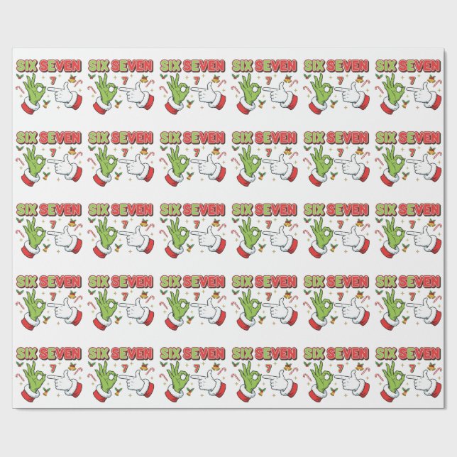 Papier Cadeau Drôle de Noël Six Sept Monstre de Fêtes (Plat)