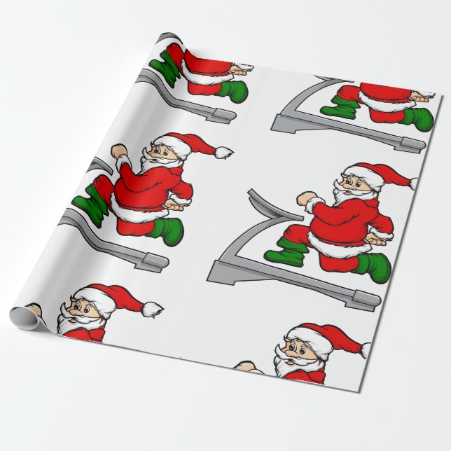 Papier Cadeau drôle de tapis de course santa claus (Déroulé)