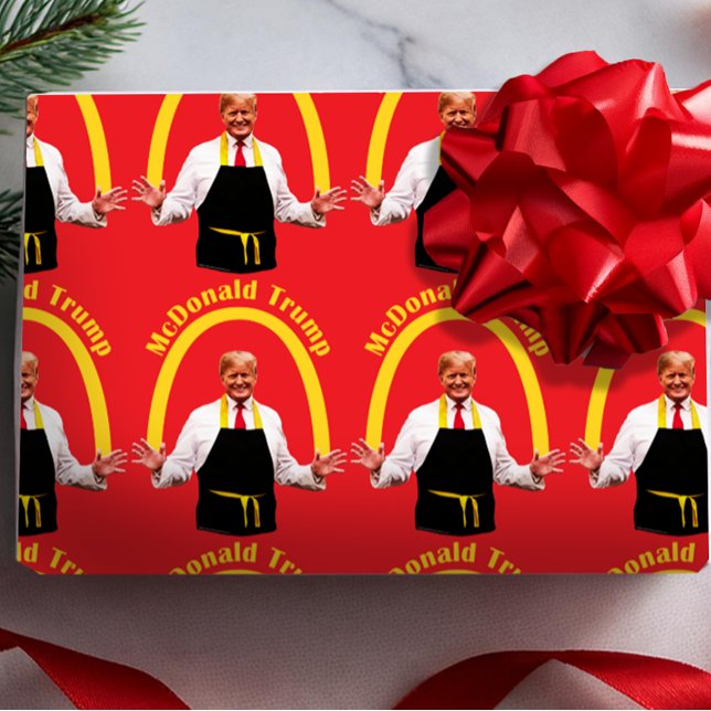 Papier Cadeau Drôle Donald Trump 2024 France Fries Citation mème (funny donald trump wrapping paper)