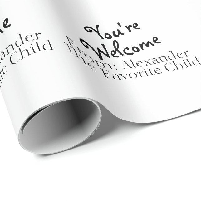 Papier Cadeau Drôle Enfant Préféré De Rien Sur Blanc (Coin rond)