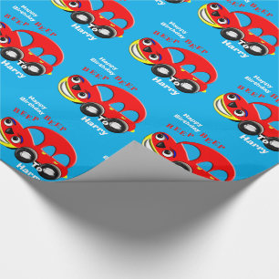 Papier Cadeau Drôle Enfants Cartoon Thème de voiture Personnalis