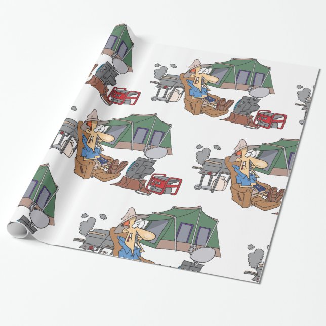 Papier Cadeau Drôle Glamping Cartoon Camping de luxe (Déroulé)