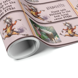 Papier Cadeau Drôle Goofy Horse Anniversaire Nom Sentiment