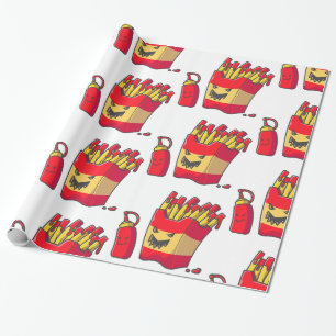 Papier Cadeau drôle halloween frites monstre