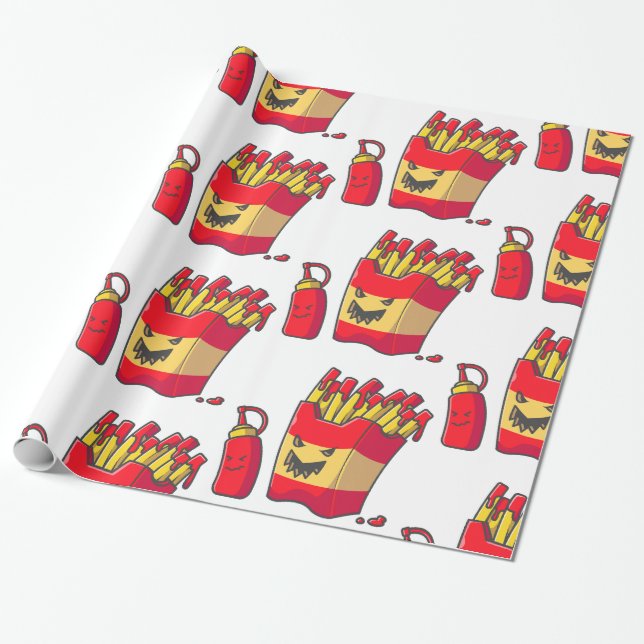 Papier Cadeau drôle halloween frites monstre (Déroulé)