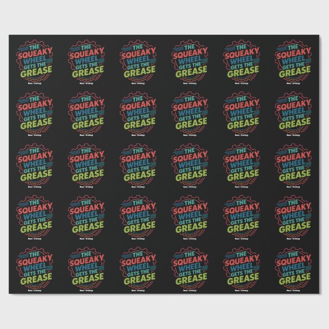Papier Cadeau Drôle Idiom Retro Squeaky Wheel obtient Grease (Plat)