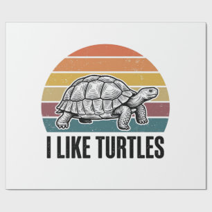 Papier Cadeau Drôle J'aime Les Tortues Vintage Gravure T-Shirt D