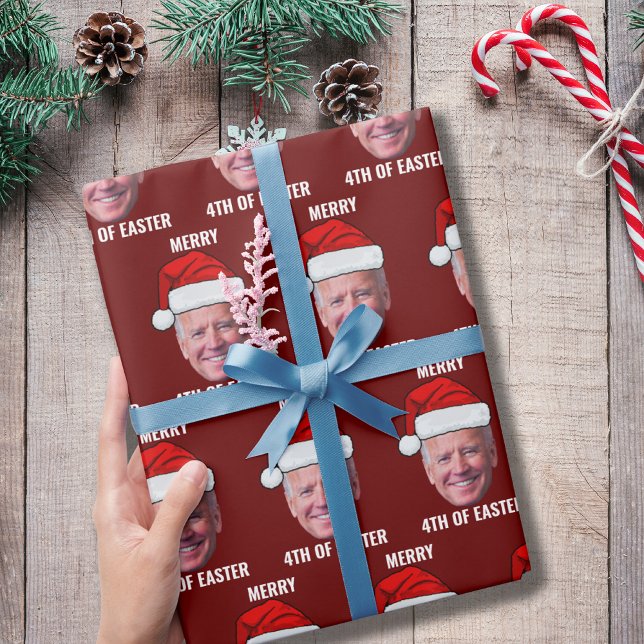 Papier Cadeau Drôle Joe Biden Joyeux 4 de Noël de Pâques (Créateur téléchargé)
