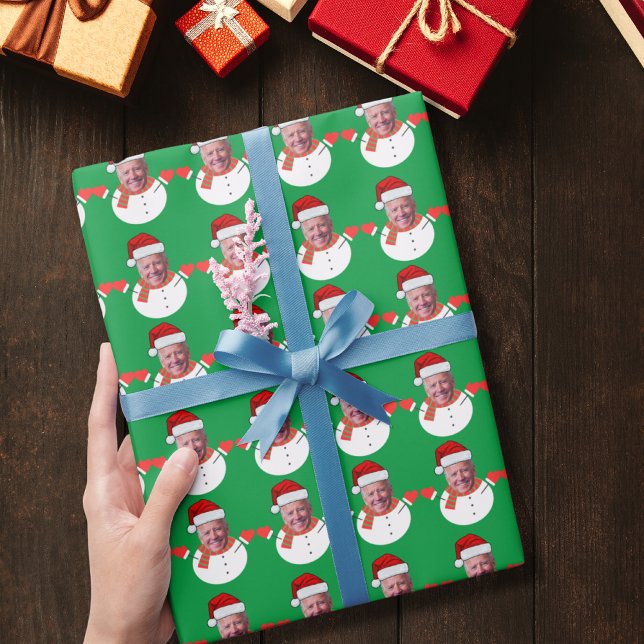 Papier Cadeau Drôle Joe Biden Snowman Custom Face Photo Xmas (Créateur téléchargé)