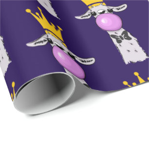 Papier Cadeau Drôle Llama souffle un Motif de bulle rose