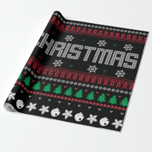 Papier Cadeau Drôle Mauvais Joyeux motif de Noël