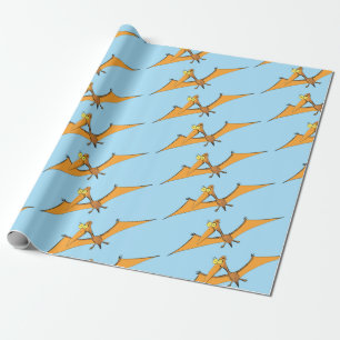 Papier Cadeau Drôle mignon dessin animé de pterodactyle volant o