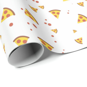 Papier Cadeau Drôle Motif Minimaliste de Pizza au Pepperoni Rétr