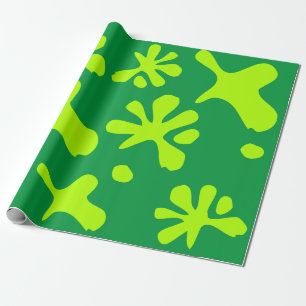 Papier Cadeau Drôle néon vert slime peinture splash enfants moti