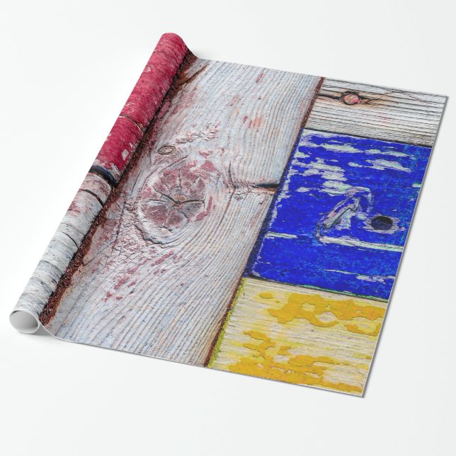 Papier Cadeau Drôle Neoplasticisme en bois style art (Déroulé)