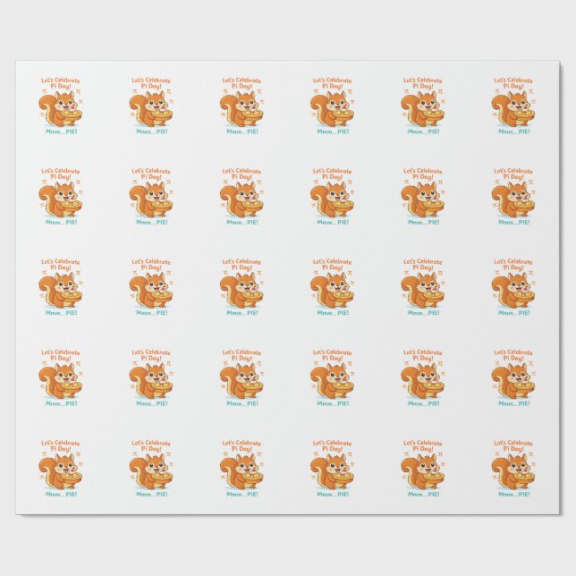 Papier Cadeau Drôle Pi Day Animal avec tarte – Cadeau pour amate (Plat)