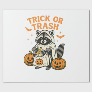 Papier Cadeau Drôle Raccoon Trick ou Trash Halloween