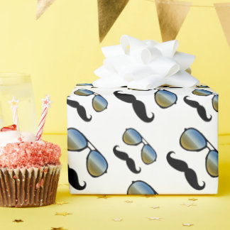 Papier Cadeau Drôle Retro Mustache lunettes de soleil