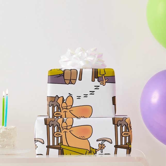 Papier Cadeau Drôle Sleepy Man Napping avec Sandwich (Créateur téléchargé)