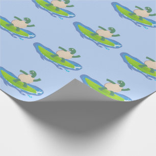 Papier Cadeau Drôle tortue vague de surf dessin animé