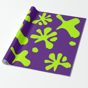 Papier Cadeau Drôle violet violet néon vert citron motif enfants