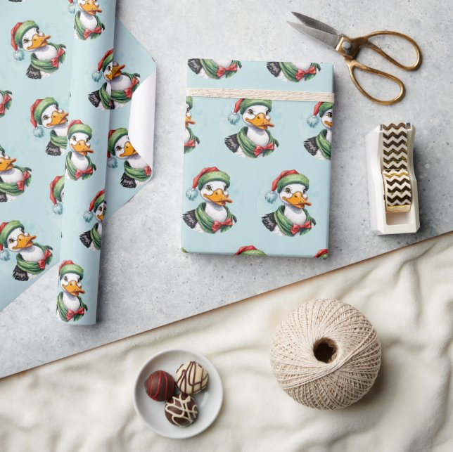 Papier Cadeau Drôles d'Animaux: Spécial Noël - Canard 2 (Artisanat)