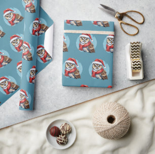 Papier Cadeau Drôles d'animaux: Spécial Noël - Hibou 1