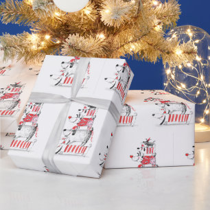 Papier Cadeau Drôles de chiens mignons festifs Joyeux Noël