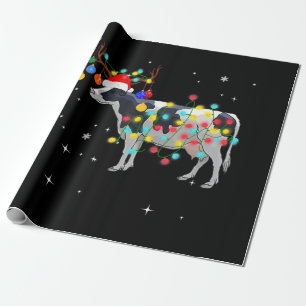 Papier Cadeau drôles de rennes de noël de vache lumières de n