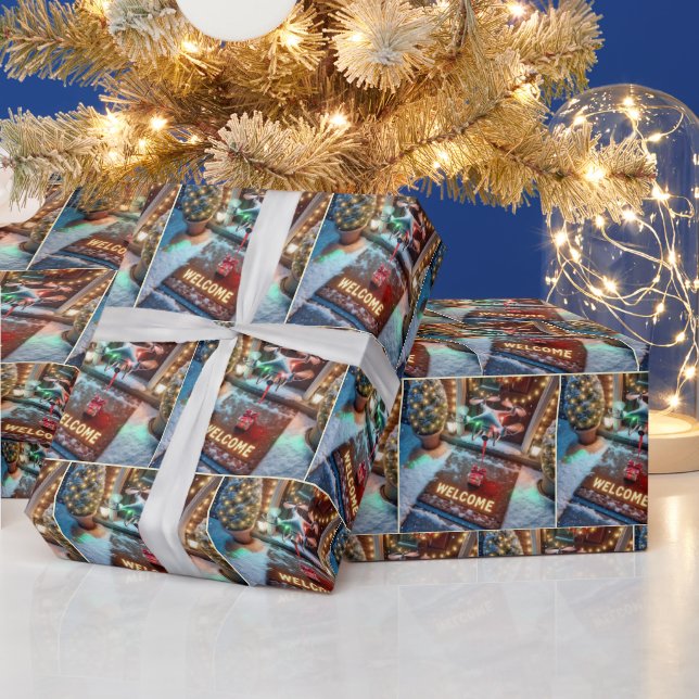 Papier Cadeau Drone livrant un cadeau de Noël (Vacances)
