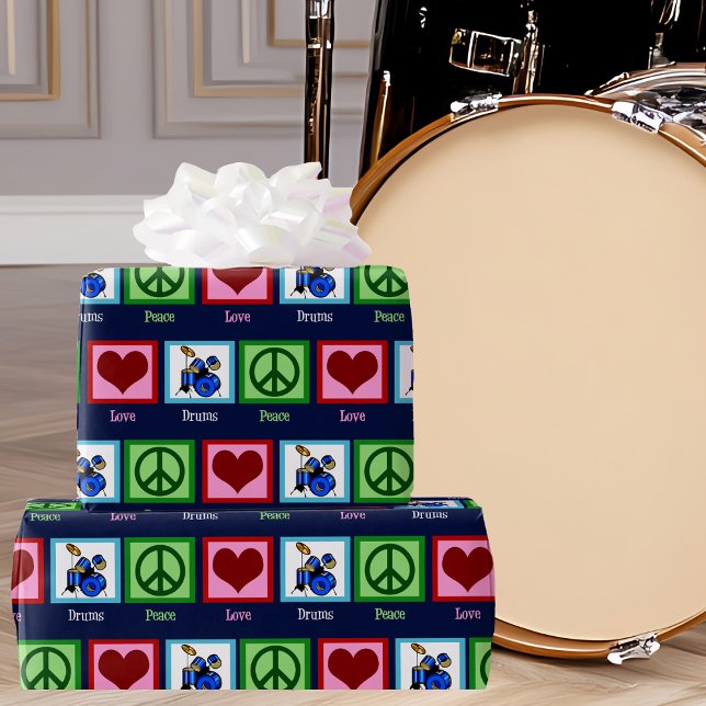 Papier Cadeau Drummer Bleu Cool de Peace Love (Créateur téléchargé)