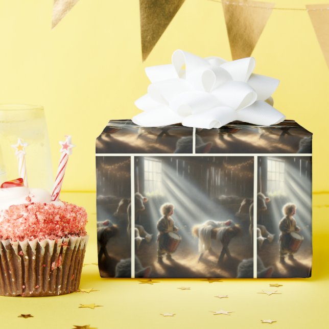 Papier Cadeau Drummer Boy with Baby Jesus in a Manger (Fête d'anniversaire)