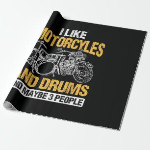 Papier Cadeau Drummer Drumming J'Aime Les Motos Et Les Drums