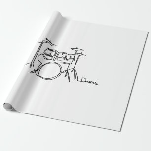 Papier Cadeau Drummer Music Design Drums One-Line