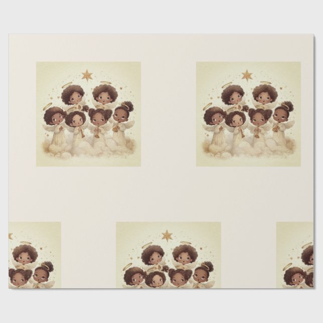 Papier cadeau du Chœur d'Anges Noirs de Noël 1 (Plat)