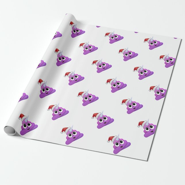 Papier Cadeau Dunette Emoji de licorne de Noël (Déroulé)