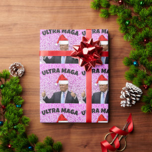 PAPIER CADEAU DUNNY DONALD TRUMP AVEC SANTA HAT