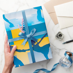 Papier Cadeau Duo Suédois de Patinage sur glace Silhouette