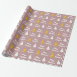 Papier Cadeau Dusty Rose blanc Golden Christmas Tree<br><div class="desc">Rose Dusty blanc doré blanc Arbre de Noël papier d'enveloppement | Moderne Beaux arbres de Noël dorés et blancs. Vous pouvez modifier l'image des arbres et tout le texte. Effet numérique doré.</div>