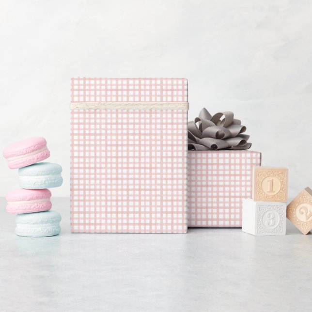 Papier Cadeau Dusty Rose Gingham Baby Shower Wrapping Paper (Baby Shower)