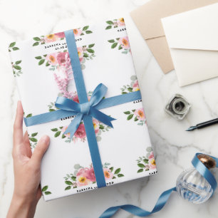 Papier Cadeau Dusty Rose   Mariage floral rose pâle