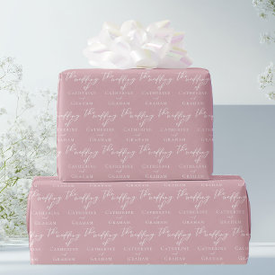 Papier Cadeau Dusty Rose Pink Typographie Mariage personnalisé