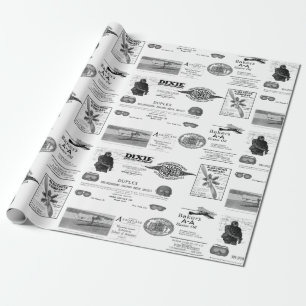 Papier Cadeau Early Aviation Airplane Biplane Wrapping Paper