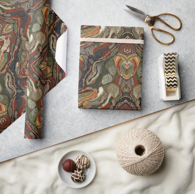 Papier Cadeau Earth Tone Marble Swirl (Artisanat)
