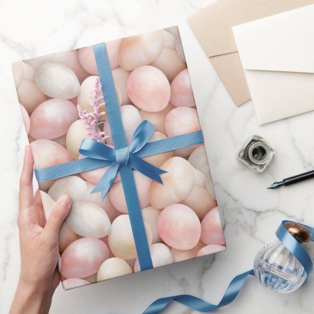 Papier Cadeau Easter Peach Pink Eggs   (Cadeaux)