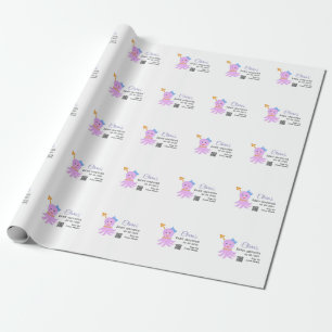 Papier Cadeau Eau bleu violet octopus baby shower mer ani