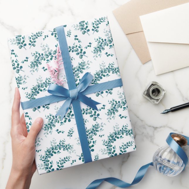 Papier Cadeau Eau-couleur eucalyptus verdure (Cadeaux)