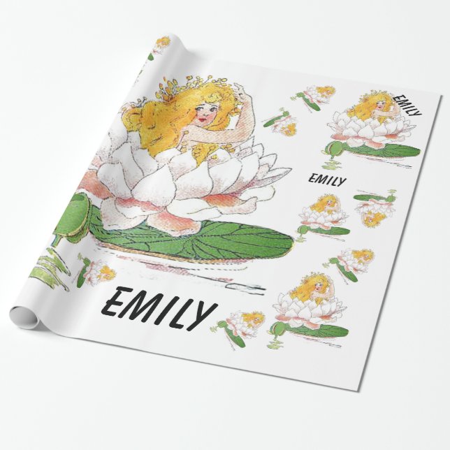 Papier Cadeau Eau Lily Fleur mignonne Enfant Floral Fée Girl (Déroulé)